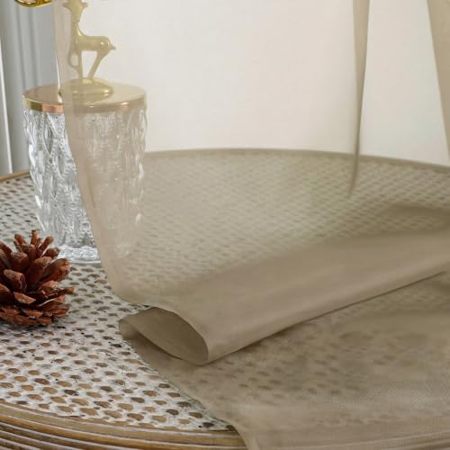 Image of OVZME Taupe Bedroom Curtains 2 Panel Sets 96 Inch Length, 59 Inch Extra Wide Light Filtering Voile Drapes Light Airy Window Drapes for Patio Door Living Room Bedroom Dining, 59Wx96L Inches