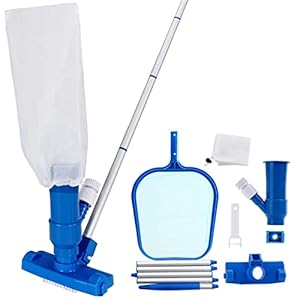 DEUBA® Pool Reinigungsset Bodensauger Kescher Verlängerbar Pool Poolsauger Zubehör Reinigung Vakuum Sauger Wasserpflege Set