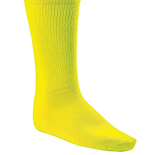Champion Sports Rhino® All Sport Socks - Machine Washable Sport Sock - for Baseball, Football, Soccer - Cushioned Tube Sock - Stay-in-Place Fit - Size: Small (6.5-8.5) - Neon Yellow
