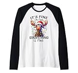 It's Fine I'm Fine Everything is Fine Shirt Christmas Moose Raglan Baseball Tee