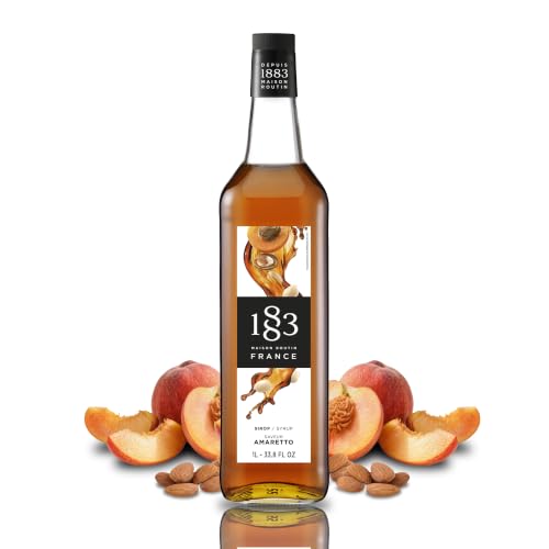 1883 Amaretto Syrup for Drinks, Made in France, 1 Liter Plastic Bottle