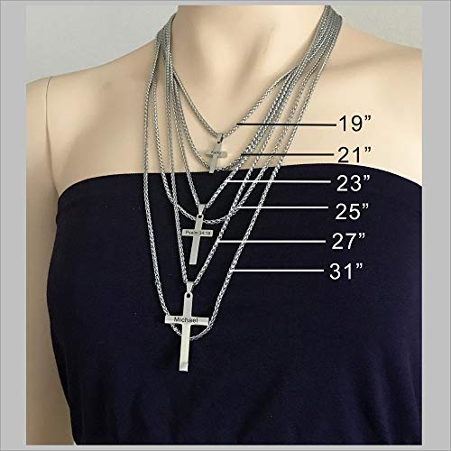 Personalized Engraved Stainless Steel Cross Necklace, Custom Men & Women's Religious Necklace - Gift for Him, Her4