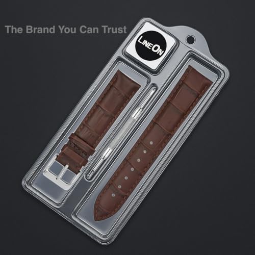 Image of Lineon 22mm Half Padded Leather Mens Watch Strap For Branded Watches Compitable with Titan, Timex, Casio, Sonata, Tool and Pins Include