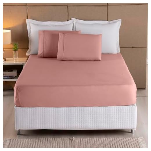 Jogo de Lençol Liso Cama Casal Queen Percal 400 Fios Ponto Palito 03 Peças Toque Macio Best Casa Cor (Rosê)