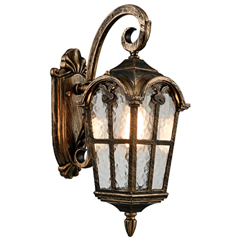 Image of YUBOLE Outdoor Wall Lights Waterproof Wall Sconce Hammered Texture Glass