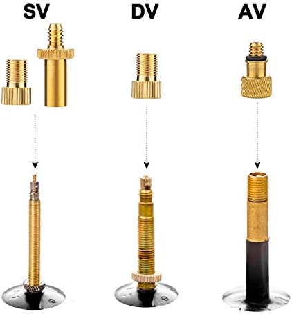 QKURT 10pcs Bicycle Adapter, Inflation Adapter Set Pump Adapter Valve Adapter Schrader Valve Presta Valve, Woods Valve for Bikes Tire Inflator Air Pump Compressor