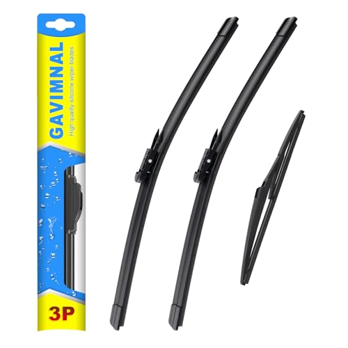 Image of Gavimnal Silicone Wiper Blades Replacement For Ford Escape 2008-2012 | 20 inch+20 inch Front & 12 inch Rear, All-Weather, Streak-Free, OE-fit, Quiet, Easy One-Click Install