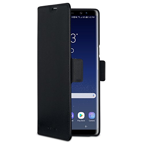 CASEZA Samsung Galaxy Note 9 Funda Negro Tipo Libro Piel PU Case Cover Carcasa Plegable Cartera Oslo 2" Piel Vegana Premium para Galaxy Note 9 Original - Ultrafina con Cierre Magnético