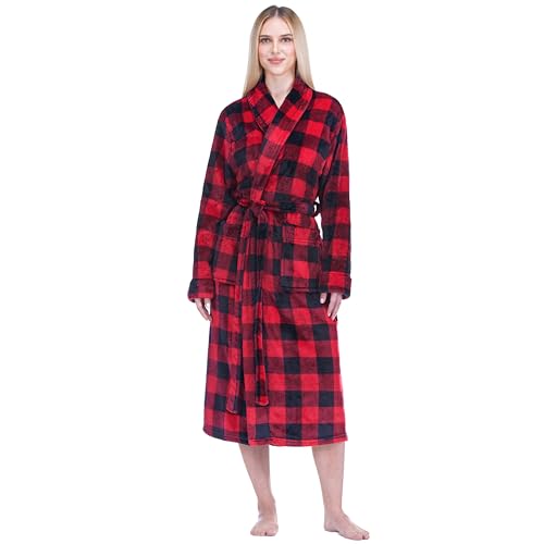 Image of PAVILIA Womens Robe Fleece Plush Soft, Fluffy Fuzzy Cozy Warm Bathrobe, Shower Spa House Long Robe for Women