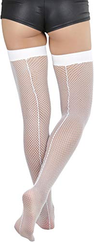 Image of ToBeInStyle Womens Beautiful Backseam Fishnet Thigh High Stockings