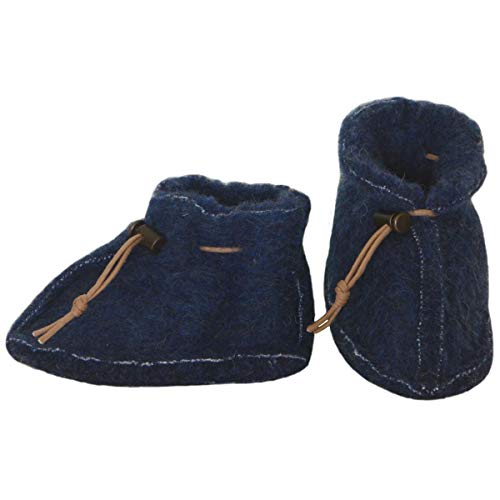 SamWo  Zapatos para bebé 100% naturales de lana de oveja, con cierre rápido azul azul oscuro Talla:S
