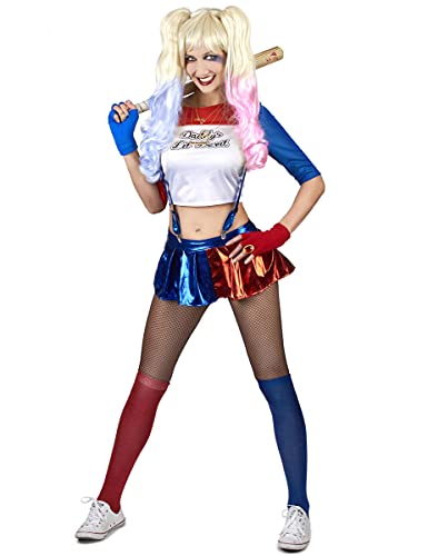 DEGUISE TOI - Déguisement Arlequine diabolique femme - jupe/culotte - haut - M - Blanc - Déguisements adultes - 100% polyester - Laver à la main -...