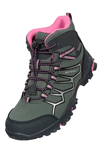 Mountain Warehouse Soft-Shell Kids Boots - Lightweight, Durable & Breathable Synthetic Upper with Mesh Lining & Good Grip - for Spring Summer, Travel & Outdoors Green Kids Shoe Size 10 UK