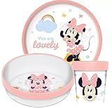 Minnie Kinder-Geschirr Set mit Teller, Müslischale und Becher