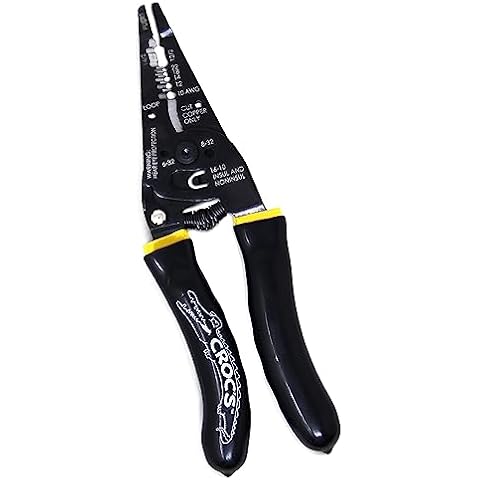 Rack-A-Tiers Croc's Needle Nose Wire Strippers AWG 10-22, Wire Crimper & Stripper, Wire Stripper Cutter, Ergonomic Glow-in-the-Dark Handles, Wire Insulation Stripper (47000) Cover