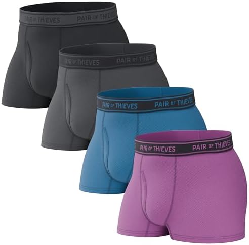 Pair of Thieves Men Every Day Kit Performance Trunks | Underwear for Men | 4 Pack | Soft, Tagless, Polyester Spandex Blend | Moisture Wicking for the Gym, Work and Daily Comfort | Everyday Trunks