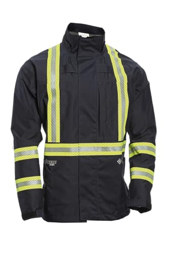 DRIFIRE HYDROflash FR Rain Jacket with Reflective Trim, Flame Resistant Rainwear, X-Large, Navy, HYDROFLASHJ-N-XL