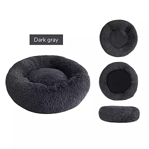 Yourlittlestore - Cama para mascotas para gatos y perros pequeños y medianos con cojín suave redondo u ovalado, cama de cueva para gatos y perros pequeños (4XL, gris oscuro)