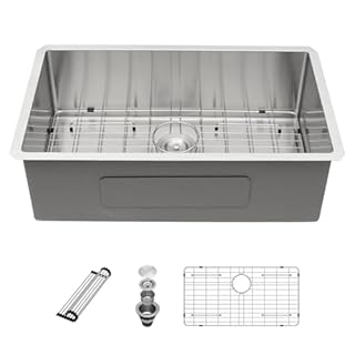 Sarlai 30 Undermount Kitchen Sink 30x18 Inch Stainless Steel Single Bowl Kitchen Sink Round Corner 16 Gauge Handmade Under Counter Sinks Basin