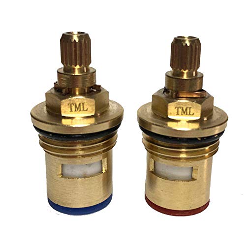 Tap Magician Paire de cartouches de rechange en céramique quart de tour 20 dents BSP 1,27 cm avec vis en laiton massif (VR01) Cover