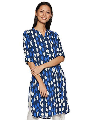Image of global desi Womens Mandarin Neck Printed Tunic