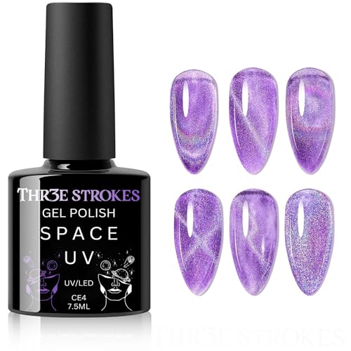 Image of THR3E STROKES 9D Glitter Cat Eye Magnetic Nail Polish Gel Art Manicure DIY at Home Soak Off UV 7.5ML (CE4)