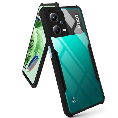 Image of Jkobi Back Cover Case for Xiaomi Poco X5 5G (Shockproof with Polycarbonate Clear Panel | Professional Black)