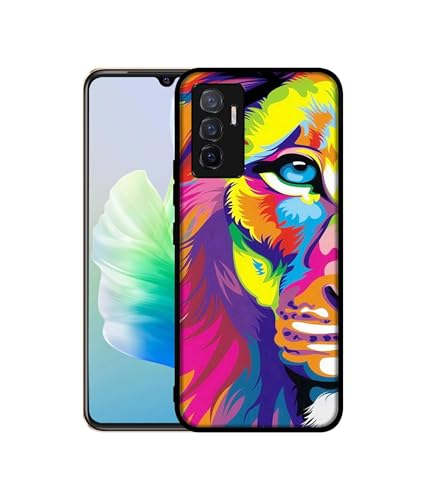 Image of Lion Design Premium 2D Printed Metal Back Case Cover for Vivo V23E 5G / Y75 4G