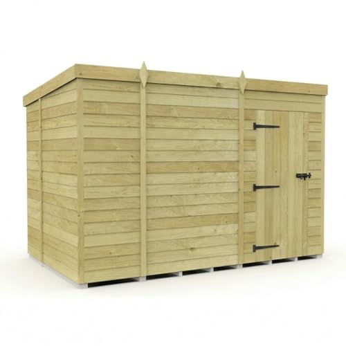 Image of Total Sheds 10 x 7 ft Wooden Pent Garden Shed, Tanalised Pressure Treated, EPDM Roof, 15 Year Warranty