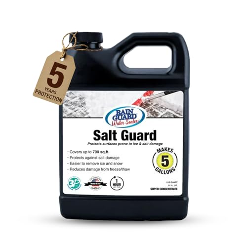 Rain Guard Water Sealers SP-1005 Salt Guard Concentrate Makes 5 Gallons - Clear Natural Finish - Penetrating Protection for Concrete and Masonry from Road Salt, Freeze Thaw, and Ice Damage