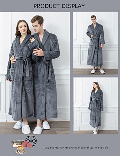 Winds Dream Big And Tall Fleece Robes For Women,Womens Flannel Bathrobe Long Length,Robes For Women Plush Warm And Soft(Grey,X-Large) #TOP5