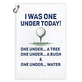 Msticey Funny 'I was One Under Today' Printed Microfiber Golf Towel with Clip, Great Golf Gift for Dad Mom Grandpa Golfer Father's Day or Birthday, Golf Accessory for Him or Her