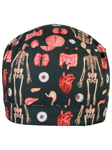 Image of Scrub Cap for Women and Men, Ponytail Scrub Caps, Working Hat, Head Cover with Ribbon Ties and Buttons, Long Hair