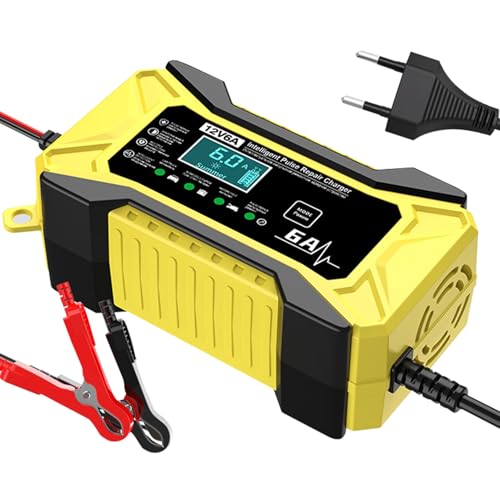 Cargador De Para Batería De Automóvil 12V, Portátil 12V Mantenedor Inteligente De Acumulador, Suministros Automotrices con Pantalla LCD y Compensación de Temperatura para Camión Golf Exterior e Indust
