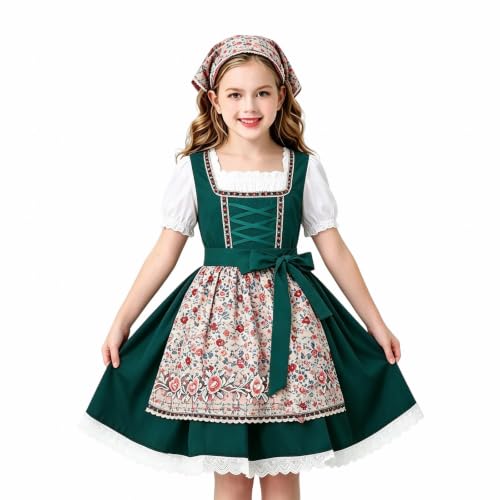 Vestido tirolés tradicional para niñas que evita rozaduras en festivales de disfraces
