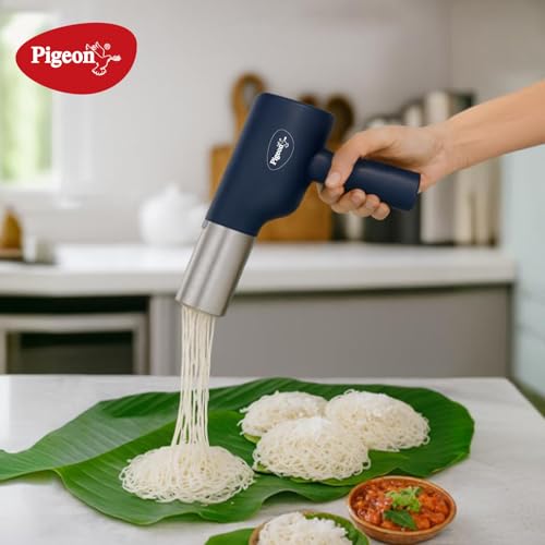 Image of Pigeon Electric Rechargeable Idiyappam and Noodle Maker, Pasta Machine with 5 Molds, Dough Press