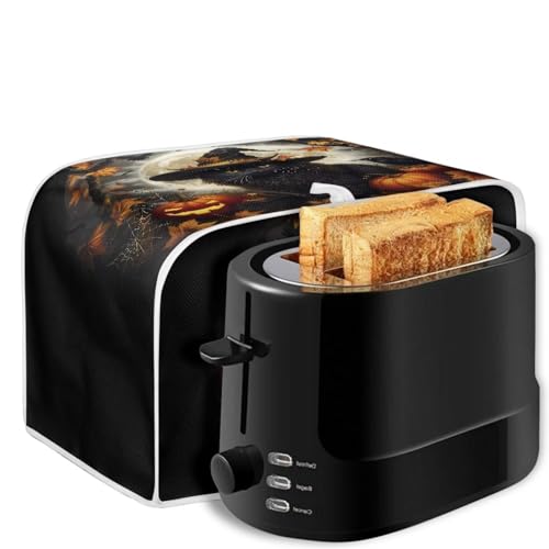 Image of Toaster Dust Cover Bakeware Protector Compatible with 2 Slice Toaste Dust Protection Cover Halloween Spooky Black Cat Print