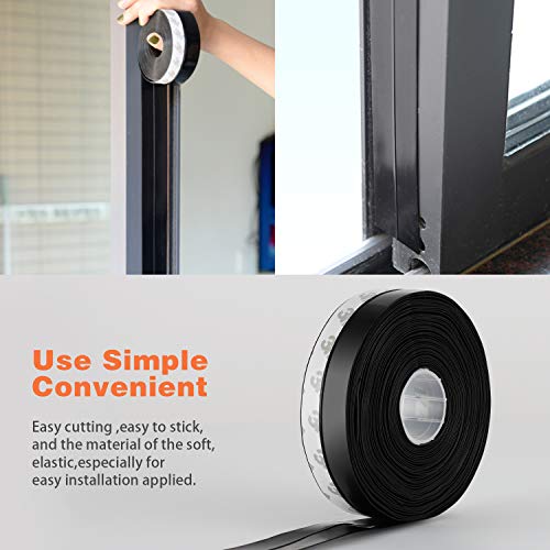 26 Feet Silicone Seal Strip,Door Weather Stripping Door Seal Strip Window Seal Silicone Sealing Tape For Door Draft Stopper Adhesive Tape For Doors Windows And Shower Glass Gaps (Black, 45Mm) #TOP5