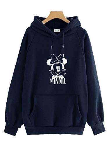 Navy Hoodie with White Printed: Minnie/Hoodie for Men & Women/Warm Hoodie/Unisex Hoodie