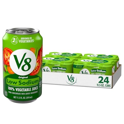 V8 Low Sodium Original 100% Vegetable Juice, Vegetable Blend with Tomato Juice, 11.5 FL OZ Can (4 Packs of 6 Cans)