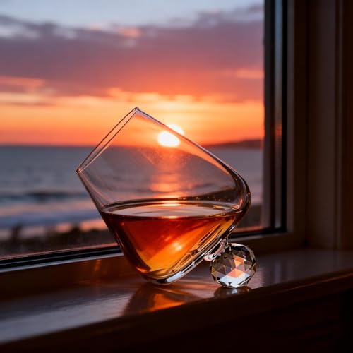 Spinning Whiskey Glasses Set of 2, Unique Rotatable Crystal Rock Whiskey Tasting Glass, Cool Whiskey Tumbler (Round Diamond) by RILOST - Image 5