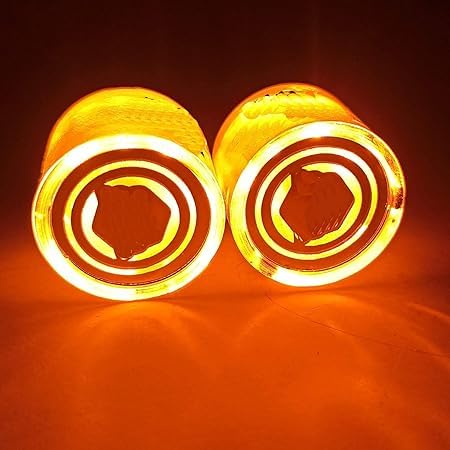 Bullet Handlebar Light 13mm Bolt Size Pack of 2 R Logo Handle Bar End Lights Weights- Yellow White-image-19