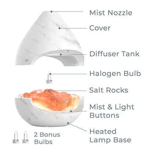 Pure Enrichment® Pureglow™ Crystal - 2-In-1 Himalayan Salt Lamp & Ultrasonic Essential Oil Diffuser, Original Salt Therapy Lamp, 100% Pure Himalayan Salt, Ambient Glow, 160 Ml 16-Hour Tank (Marble) #TOP5