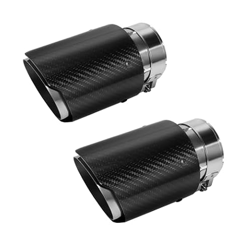 Krtopo 63 mm (2,5") wlot końcówek wydechowych ze stali nierdzewnej i włókna węglowego Wylot samochodowy Wylot powietrza 89 mm (3,5 cala) - Zestaw 2 szt. (Srebrny Czarny Błyszczący)