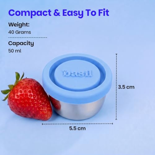 Image of Basil Stainless Steel 1 Compartment Sauce & Chutney Container 50ml