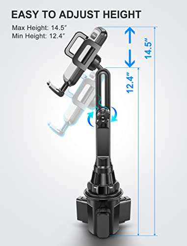 Image of TOPGO Car-Cup-Holder-Smartphone-Mount Adjustable Long Pole Automobile Cup Holder Smart Phone Cradle Car Mount for iPhone 11 Pro /XR /XS Max /X /8 /7 Plus /6s /Samsung S10 /Note 9 /S8 Plus /S7 Edge-Grey