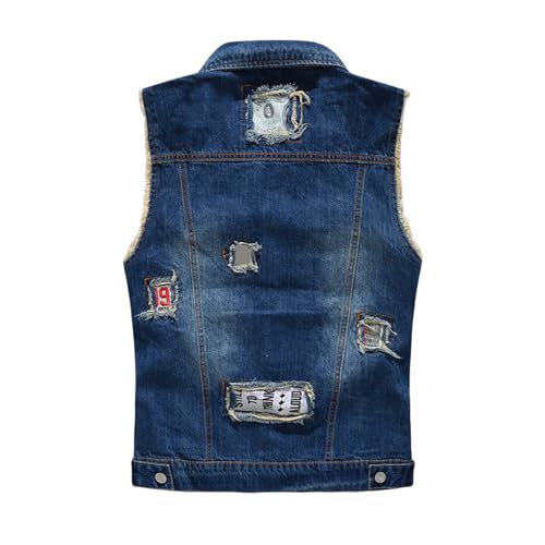 Chaleco vaquero para hombre estilo motero con bolsillos clásicos 5