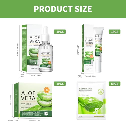 Xdealcozyxc 8 Pcs Aloe Vera Skincare Set, Pamper Skin Care Teenage Gift Sets for Women, Green - Image 2