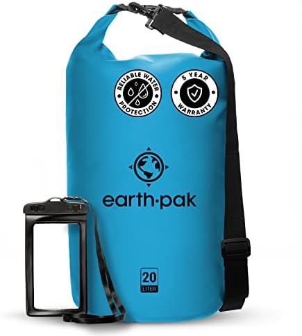 Earth Pak -Waterproof Dry Bag - Roll Top Dry Compression Sack Keeps Gear Dry for Kayaking, Beach, Rafting, Boating, Hiking, Camping and Fishing with Waterproof Phone Case