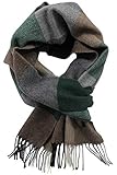 kaschmir schal herren beige 100% reine Wolle Rotfuchs Winterschal & Warm Karo modisch Mehrere Farbstellungen Wolle Made in Germany, Grün Grau Beige, 190 x 31 cm